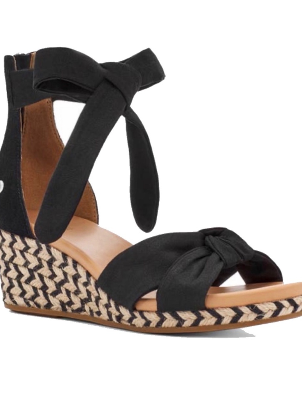 UGG Women’s Yarrow Black Canvas Espadrille Wedge Sandals sz 10